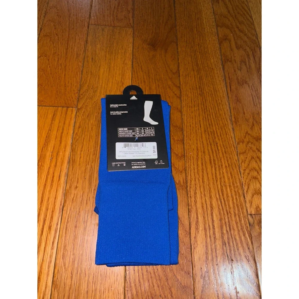New Adidas Soccer Metro Socks Men's Large Arch Ankle Compression Team Royal Blue